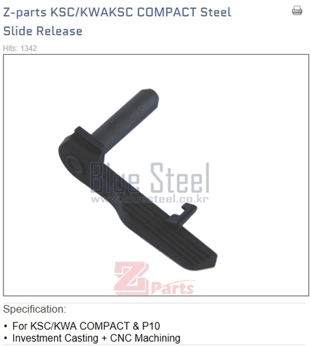 KSC/KWA USP compact STEEL Slide Release
