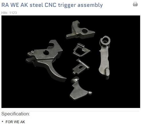 [RaTech] WE AK Steel CNC Trigger Assembly