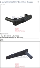 KSC/KWA USP 45 &amp; TACTICAL Steel Slide Release 